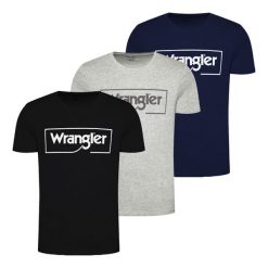 3PAK WRANGLER FRAME LOGO TEE MĘSKI T-SHIRT KOSZULKA NADRUK W70JD3. Czarne t-shirty męskie Wrangler, m, bez wzorów, z bawełny, bez kołnierzyka. Za 239.99 zł.