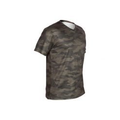 Koszulka myśliwska z krótkim rękawem 100 oddychająca camo. Zielone t-shirty sportowe męskie SOLOGNAC, xl, z materiału, bez ramiączek. Za 29.99 zł.
