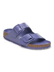 Birkenstock Skórzane klapki "Arizona" w kolorze fioletowym rozmiar: 40. Różowe klapki damskie Birkenstock, bez wzorów, bez obcasa. Za 434.07 zł.