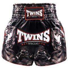Szorty do boksu tajskiego Twins Special TTBL. Czarne szorty damskie TWINS, bez wzorów, z satyny, retro. Za 387.50 zł.
