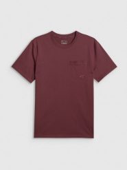 4F T-shirt regular gładki męski - burgundowy M. Czerwone t-shirty męskie 4f, m, bez wzorów, z bawełny, bez kołnierzyka. Za 79.99 zł.