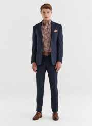 PAKO LORENTE – Spodnie garniturowe w kratę Windowpane. Niebieskie spodnie wizytowe męskie Pako Lorente, z lycry. Za 499.99 zł.