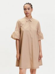 Marella Sukienka koszulowa Medicea 2515221192 Écru Relaxed Fit. Sukienki damskie Marella, bez wzorów, z bawełny, bez kołnierzyka, bez ramiączek, koszulowe. Za 589.99 zł.
