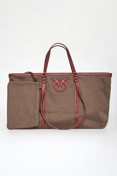 Torebka Miranda Shopper Extra Canvas PINKO. Brązowe shopper bag damskie Pinko, bez wzorów, bez dodatków. W wyprzedaży za 847.20 zł.