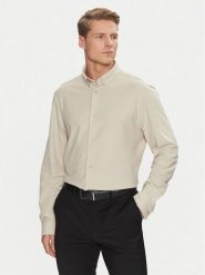 Calvin Klein Koszula Pique Jersey Shirt K10K113311 Beżowy Regular Fit. Brązowe koszule męskie CALVIN KLEIN, m, bez wzorów, z bawełny, bez kołnierzyka, bez ramiączek. Za 279.99 zł.
