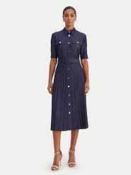 Fracomina Sukienka koszulowa FR26SD4003D470F9 Granatowy Regular Fit. Niebieskie sukienki damskie Fracomina, xs, bez wzorów, z syntetyku, bez kołnierzyka, bez ramiączek, koszulowe. Za 839.99 zł.