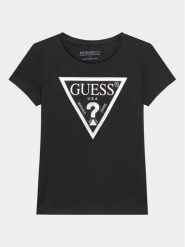 Guess T-Shirt J73I56 K8HM0 Czarny Regular Fit. Czarne koszulki dziewczęce Guess, z aplikacjami, z bawełny, bez ramiączek. Za 79.99 zł.