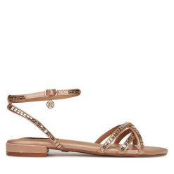 Sandały Nine West. Brązowe sandały damskie Nine West, bez wzorów, bez obcasa, na płaskiej podeszwie. Za 149.99 zł.