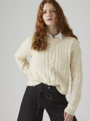 Levi's Sweter w kolorze kremowym rozmiar: L. Brązowe swetry klasyczne damskie Levi's, l, z wełny, bez kołnierzyka. Za 146.28 zł.