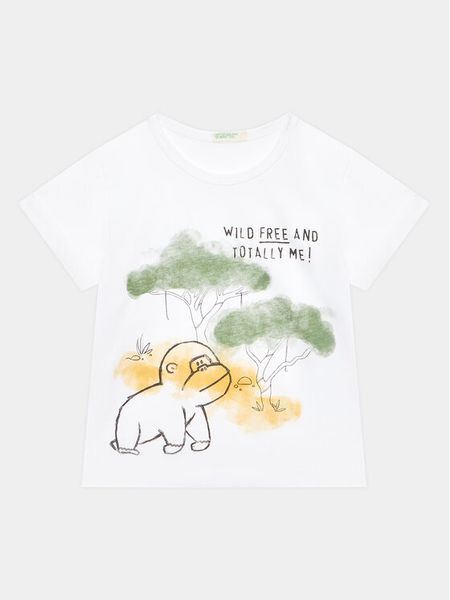 United Colors Of Benetton T-Shirt 3I1XA102V Biały Regular Fit. Białe koszulki dziewczęce United Colors Of Benetton, bez wzorów, z bawełny, bez ramiączek. Za 49.99 zł.