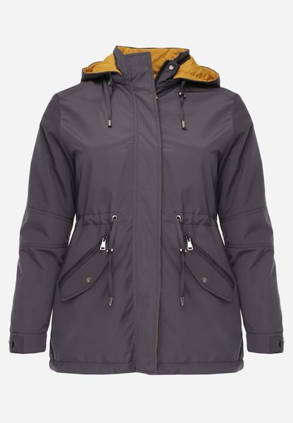 Szaro-Żółta Przejściowa Kurtka Dwustronna Parka z Pikowaniem i Kapturem Tidare. Szare kurtki damskie Born2be, l, bez wzorów, z jeansu. Za 99.99 zł.