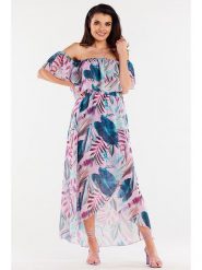 Awama Sukienka w kolorze niebiesko-jasnoróżowym rozmiar: L/XL. Niebieskie sukienki damskie Awama, l, bez wzorów, bez kołnierzyka, bez ramiączek, maxi. Za 144.58 zł.