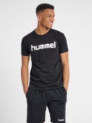 Koszulka sportowa z krótkim rękawem męska Hummel Cotton Logo. Czerwone t-shirty sportowe męskie HUMMEL, m, z bawełny, bez ramiączek, do piłki nożnej. Za 39.69 zł.