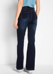 Dżinsy Bootcut mid waist, z efektem shape. Czarne jeansy damskie bonprix. Za 139.99 zł.
