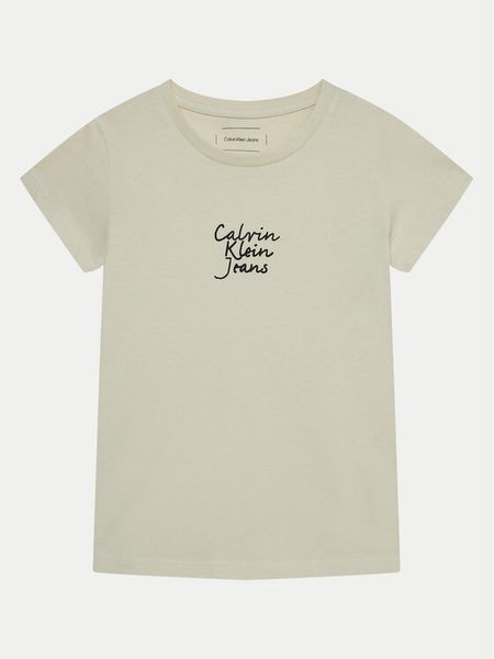 Calvin Klein Jeans T-Shirt IG0IG02805 Écru Slim Fit. Koszulki dziewczęce Calvin Klein Jeans, bez wzorów, z bawełny, bez ramiączek. Za 59.99 zł.