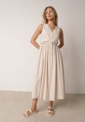 Beżowa Sukienka o Rozkloszowanym Kroju z Wiskozą i Bawełną z Paskiem Kelaliria. Brązowe sukienki damskie Born2be, na co dzień, l, bez wzorów, z bawełny, eleganckie, bez kołnierzyka, bez ramiączek, maxi, proste. Za 159.99 zł.