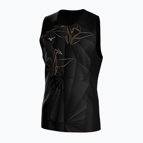 Koszulka do biegania męska Mizuno Active DryAeroFlow Graphic Tank Top. Czarne t-shirty sportowe męskie Mizuno, m, z materiału, bez ramiączek, do biegania. Za 229.99 zł.
