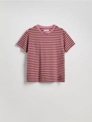 Bawełniany t-shirt regular - jasnofioletowy. Fioletowe t-shirty damskie Reserved, l, bez wzorów, z bawełny, bez kołnierzyka. Za 29.99 zł.