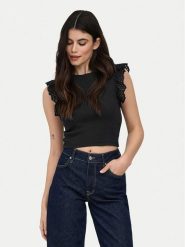 ONLY Top Mathilda 15308890 Czarny Regular Fit. Czarne topy damskie Only, m, bez wzorów, z bawełny, bez kołnierzyka. Za 99.99 zł.