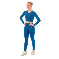 Damski zestaw sportowy Xtreme - legginsy sportowe + sportowy Croptop - Niebieski. Niebieskie legginsy damskie XTREME SOCKSWEAR, l, bez wzorów. Za 186.99 zł.