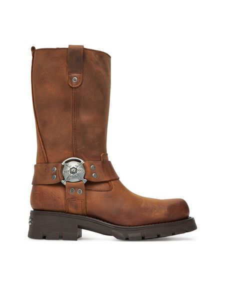 NEW ROCK Kozaki M-7610-C2 Brązowy. Brązowe kozaki damskie NEW ROCK, ze skóry, bez obcasa, na płaskiej podeszwie. Za 1,029.00 zł.