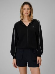 4F Bluza dresowa regular z kapturem damska - czarna L. Czarne bluzy sportowe damskie 4f, l, z dresówki. Za 179.99 zł.