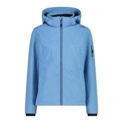 Damska kurtka turystyczna z kapturem CMP. Niebieskie kurtki damskie CMP, xs, bez wzorów, z softshellu, z kapturem. Za 371.50 zł.