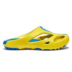 Klapki turystyczne damskie Keen Shanti Arts. Żółte klapki damskie Keen, bez wzorów, bez obcasa. W wyprzedaży za 172.00 zł.