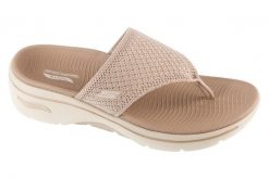 Japonki damskie, Go Walk Arch Fit 2.0 Sandal - Carrie. Brązowe klapki damskie Skechers, bez wzorów, z materiału, bez obcasa. Za 249.99 zł.