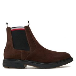 Sztyblety Tommy Hilfiger. Brązowe sztyblety męskie Tommy Hilfiger, bez zapięcia. Za 599.99 zł.