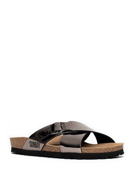 Sunbay Klapki "Iris" w kolorze srebrno-szarym rozmiar: 37. Szare klapki damskie Sunbay, bez wzorów, bez obcasa. Za 154.95 zł.