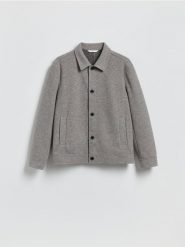 Kurtka koszulowa z kołnierzem - jasnoszary. Szare kurtki męskie Reserved, l, bez wzorów, z dzianiny, bez kaptura. Za 199.99 zł.