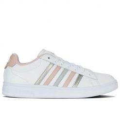 Buty do chodzenia damskie K-Swiss Court Tiebreak Ii. Białe buty sportowe na co dzień damskie K-Swiss, bez wzorów, ze skóry, trekkingowe. Za 149.00 zł.