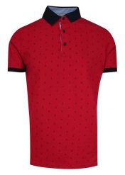 Koszulka POLO, Czerwona w Kotwice, Wzór Marinistyczny, Męska, Casualowa, Krótki Rękaw, T-shirt. Czerwone koszulki polo męskie Le Marin, l, bez wzorów, z bawełny, bez ramiączek. Za 159.00 zł.