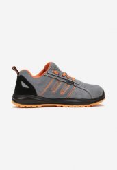 Szaro-Pomarańczowe Buty Ochronne w Typie Sportowym z Zamszu Naturalnego Ohiba. Szare buty sportowe na co dzień męskie Born2be, ze skóry, bez zapięcia. Za 179.99 zł.
