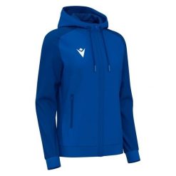 Damska bluza z kapturem full zip Macron Atlas. Niebieskie bluzy sportowe damskie Macron, m, bez wzorów, z dzianiny, bez ramiączek, długie, z kapturem. Za 273.00 zł.