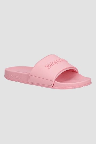 JUICY COUTURE Jasno-różowe klapki damskie Embossed Slider, Rozmiar 40. Czerwone klapki damskie Juicy Couture, bez wzorów, bez obcasa. W wyprzedaży za 133.99 zł.