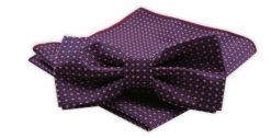 Zestaw: Mucha z Poszetką - Alties - Granatowa, Groszki. Niebieskie krawaty i muchy męskie Alties, bez wzorów, eleganckie. Za 54.00 zł.