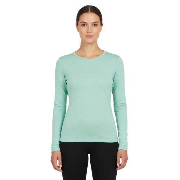 Damski t-shirt z długim rękawem, 100% wełny merynosów - Bjork 210. Zielone t-shirty damskie FJORK MERINO, bez wzorów, z wełny, bez kołnierzyka. Za 519.00 zł.