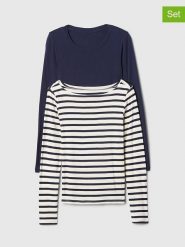 GAP Koszulki (2 szt.) w kolorze granatowo-białym rozmiar: S. Białe t-shirty damskie GAP, s, bez wzorów, bez kołnierzyka. Za 113.10 zł.