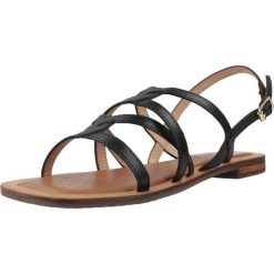 Sandały GEOX D SOZY QC Czarny. Czarne obuwie trekkingowe damskie Geox, bez wzorów, ze skóry, bez obcasa. Za 293.99 zł.
