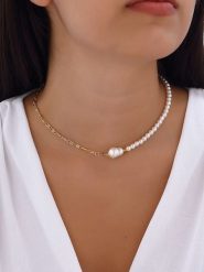 Luja Bijoux Pozłacany naszyjnik z perłami syntetycznymi rozmiar: onesize. Żółte naszyjniki damskie Luja Bijoux, metalowe. Za 79.21 zł.