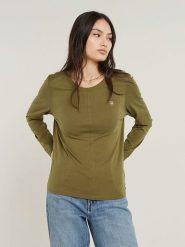 G-Star Koszulka w kolorze khaki rozmiar: L. Brązowe bluzki damskie G-Star, l, bez wzorów, z bawełny, retro, bez kołnierzyka, bez ramiączek. Za 92.21 zł.