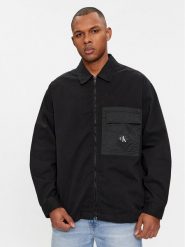 Calvin Klein Jeans Kurtka koszulowa Mix Media J30J324617 Czarny Regular Fit. Czarne kurtki męskie Calvin Klein Jeans, m, bez wzorów, z jeansu, bez kaptura. Za 396.99 zł.