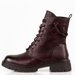 Bordowe trapery damskie M.Daszyński 2508-4. Czerwone botki damskie M.Daszyński, ze skóry, bez obcasa. W wyprzedaży za 185.07 zł.