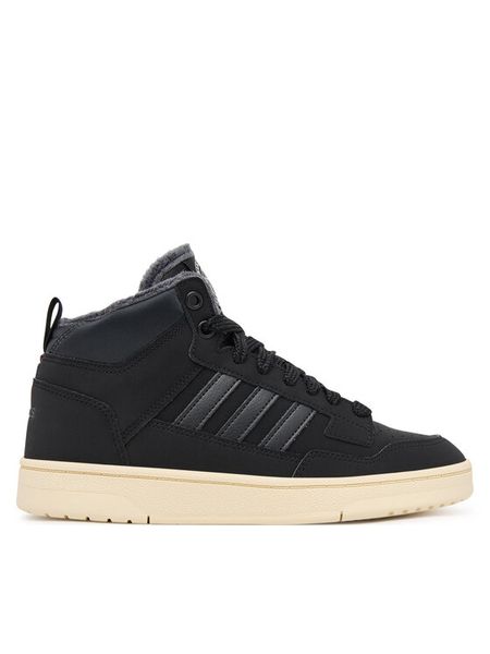 Adidas Sneakersy Rapid Court Mid Winterized JR1027 Czarny. Czarne buty sportowe chłopięce Adidas, bez wzorów, ze skóry, bez zapięcia. Za 189.99 zł.