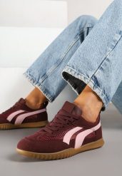 Bordowe Sneakersy Tenisówki z Geometrycznym Motywem Amotheira. Czerwone trampki i tenisówki damskie Renee, bez wzorów, z jeansu. Za 74.99 zł.