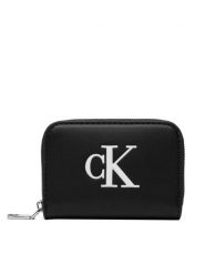 Calvin Klein Portfel Bold Ck Medium Zip Around LV04F1154G Czarny. Czarne portfele damskie CALVIN KLEIN, bez wzorów, ze skóry. Za 209.99 zł.