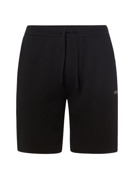 BOSS spodenki z dżerseju - Waffle Mężczyźni czarny, L. Czarne szorty męskie Boss, z bawełny, bez kołnierzyka. Za 229.95 zł.
