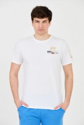 LA MARTINA Biały t-shirt Jersey. Białe t-shirty męskie La Martina, l, bez wzorów, z jersey, bez kołnierzyka. W wyprzedaży za 219.99 zł.